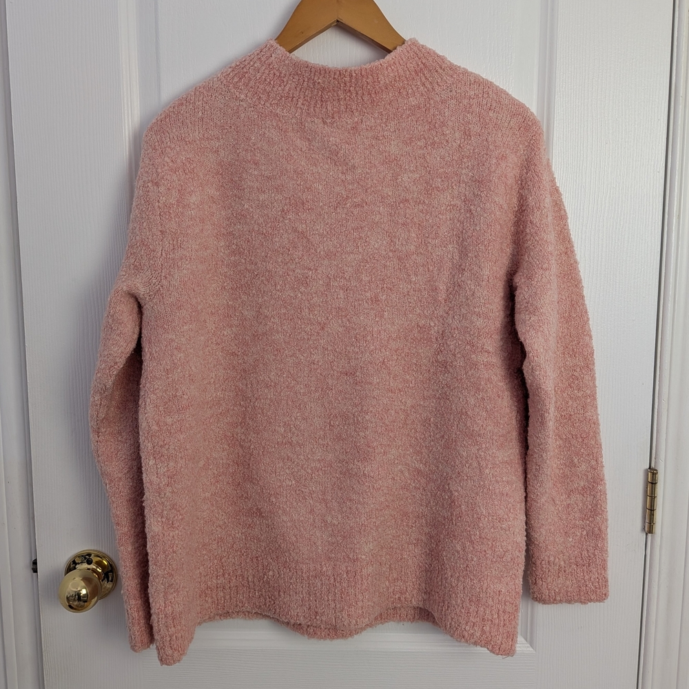 JOE FRESH Pink Bouclé Knit Mock Neck Sweater - Medium - Picture 3 of 7